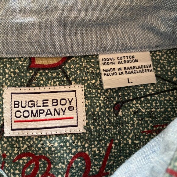 Vintage Bugle Boy Shirt Men’s Large Golf Button Up Fore! Golfer Club Tee Sports - Picture 4 of 6
